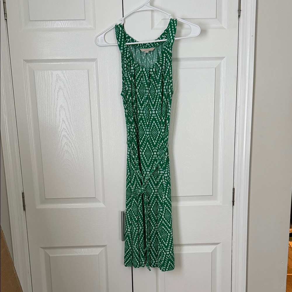 Banana Republic Green Patterned Midi Dress